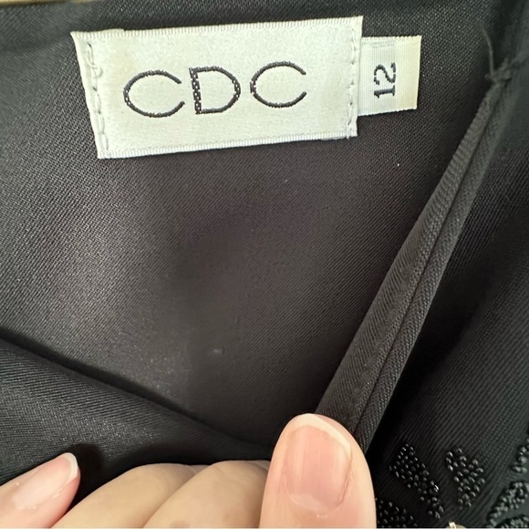 Vtg. CDC Dress Sheath Formal Y2K Black Square Neck Beads Spaghetti Straps Sz 12 - Picture 8 of 12